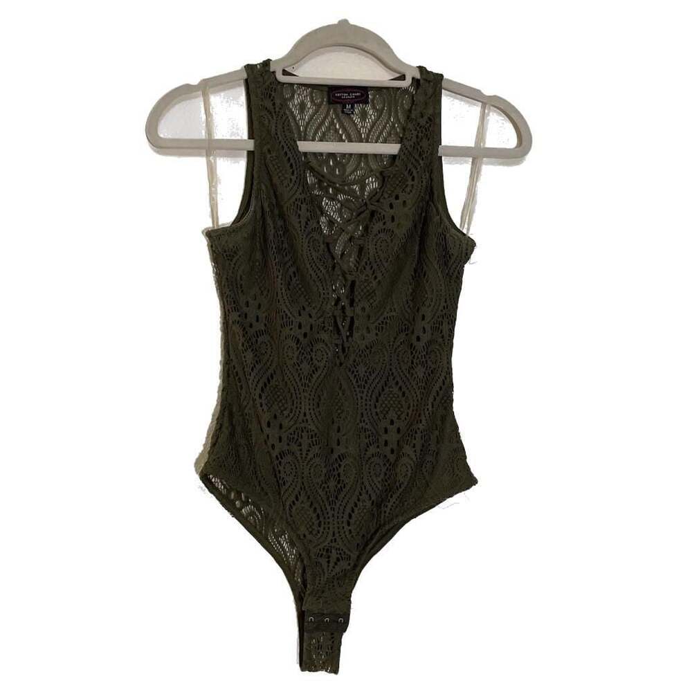 Topshop Dark Green Lace Bodysuit